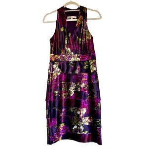 Evan Picone Purple Floral‎ Cocktail Dress Size 6